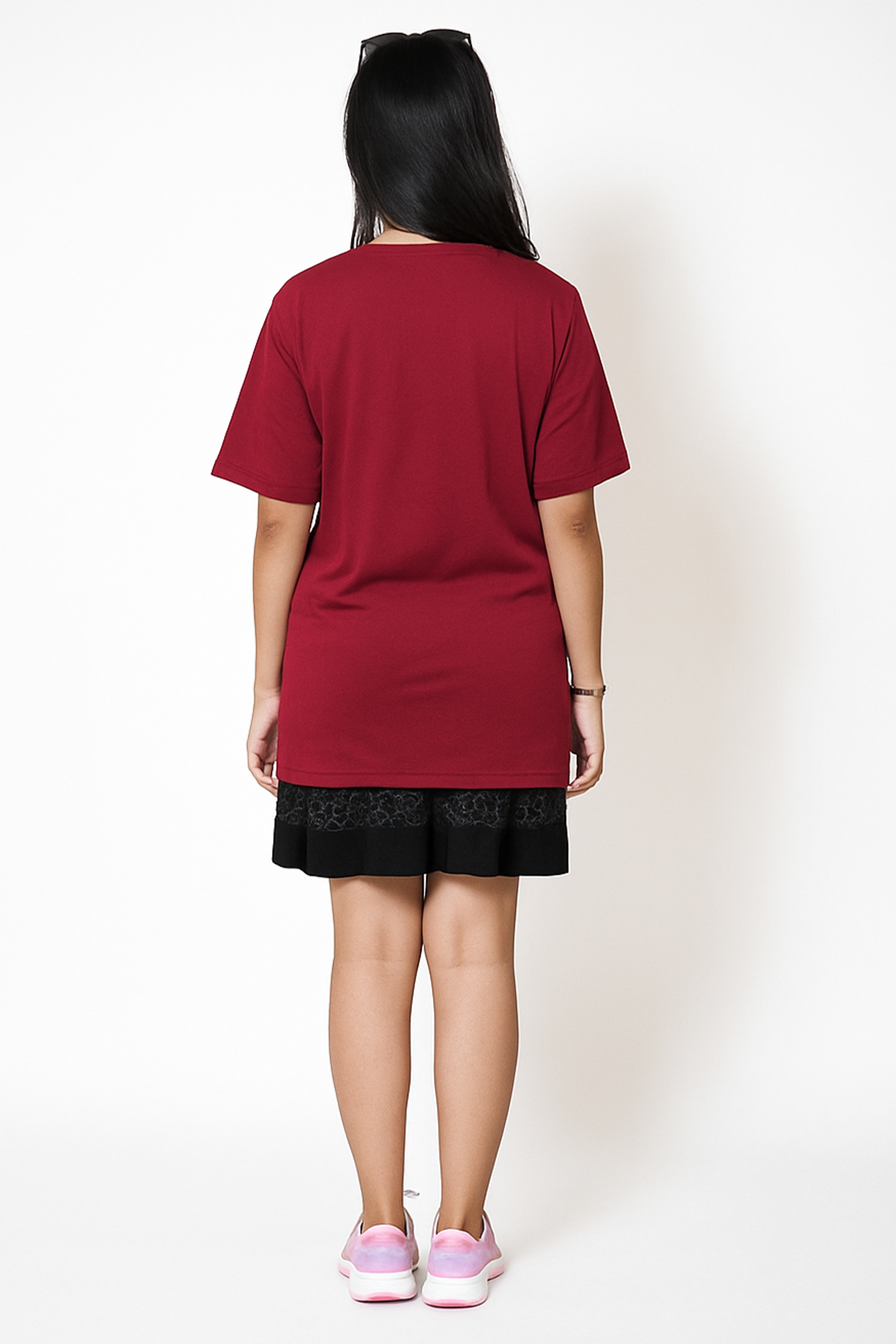 Maroon Women Plain T-Shirt