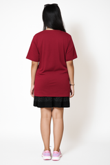 Maroon Women Plain T-Shirt