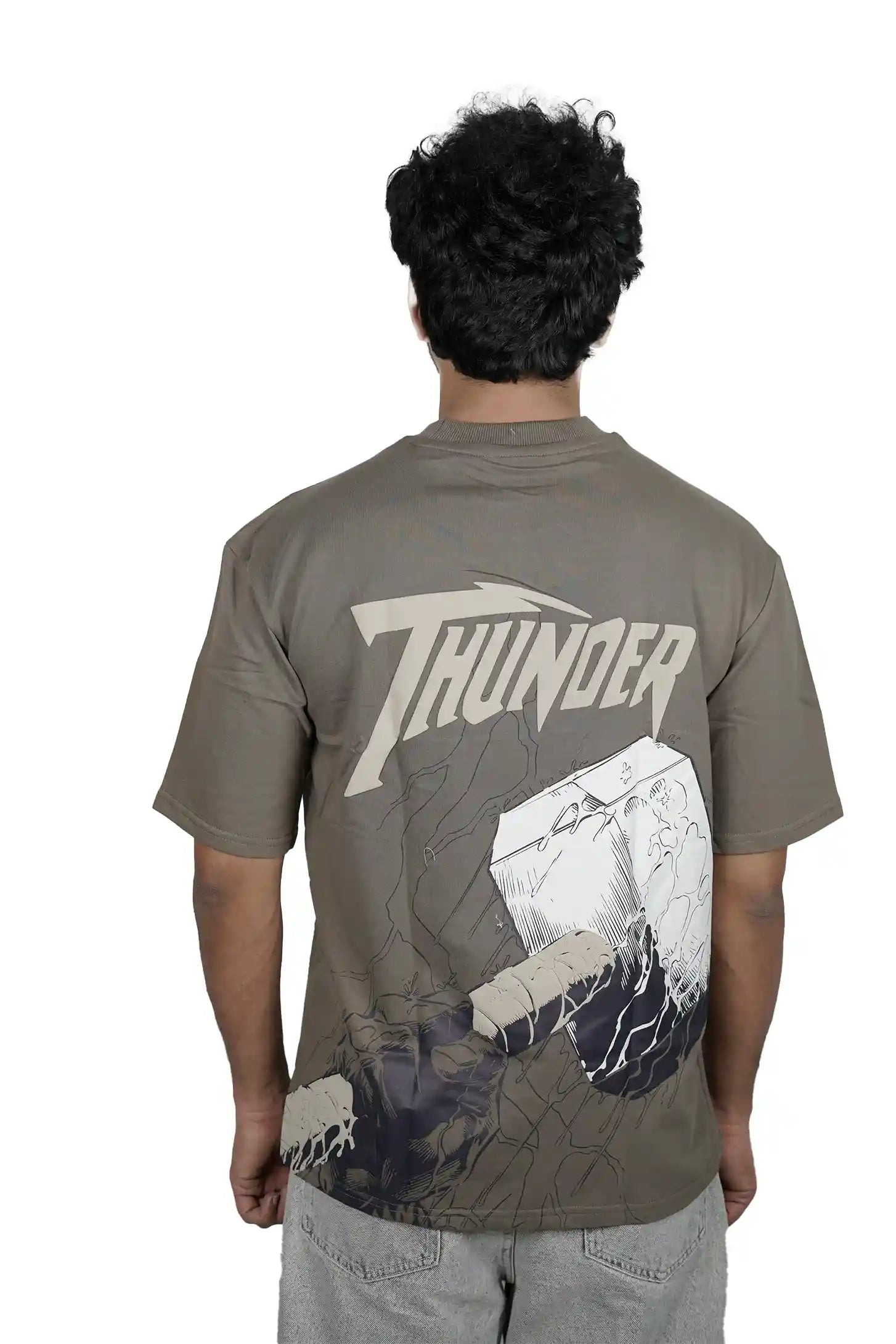 Kapda Kulture grey oversized t shirt puff print casual streetwear back view