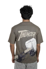 Kapda Kulture grey oversized t shirt puff print casual streetwear back view
