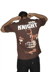 Kapda Kulture brown puff print oversized t shirt for men India batman inspired graphic back design