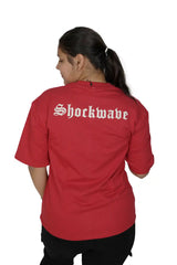kapda kulture red fury puff print t shirt for women back view
