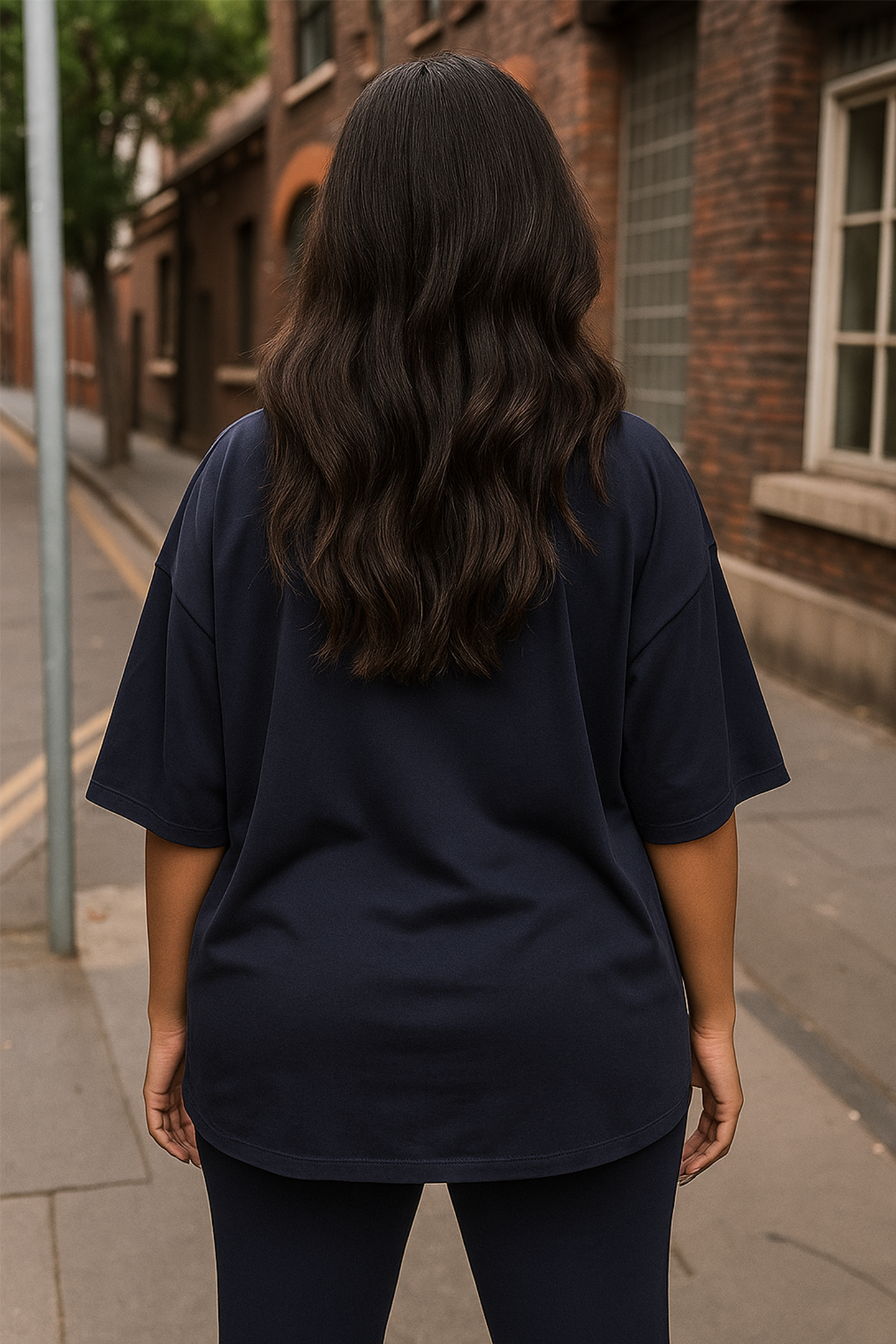Navy Blue Women Plain T-Shirt