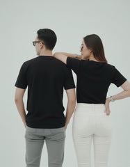matching black couple t shirts back view regular fit outfits for men and women India Kapda Kulture