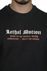 Kapda Kulture black oversized t shirt puff print Lethal Motion front graphic streetwear