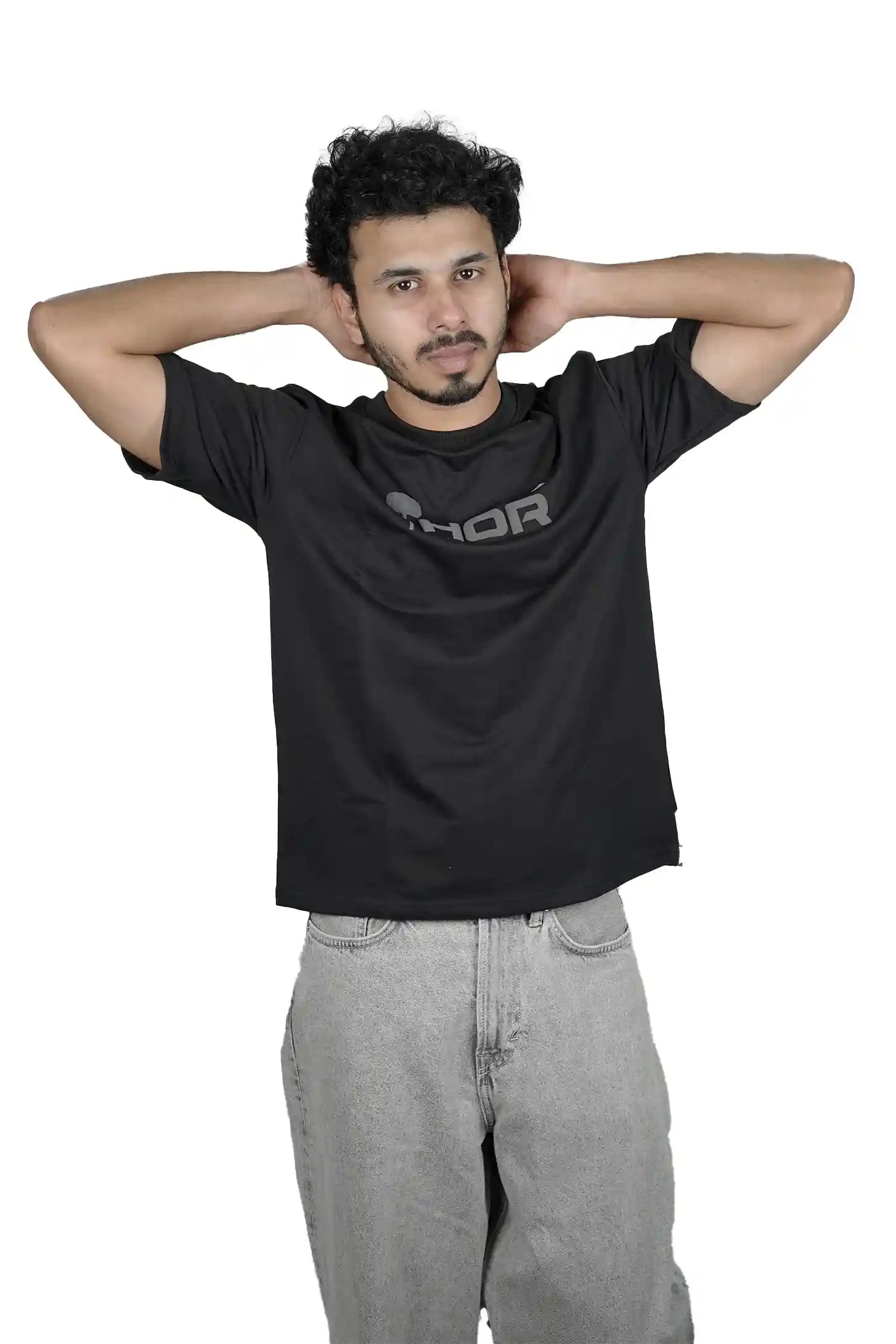 Kapda Kulture black oversized t shirt puff print Thor front design streetwear