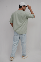 Sea Green Plain T-Shirt For Men