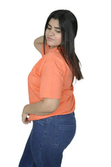 kapda kulture orange plain oversized t shirt for women side view