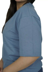 kapda kulture blue plain oversized t shirt for women side view