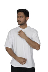 Kapda Kulture white plain oversized t shirt for men India model wear