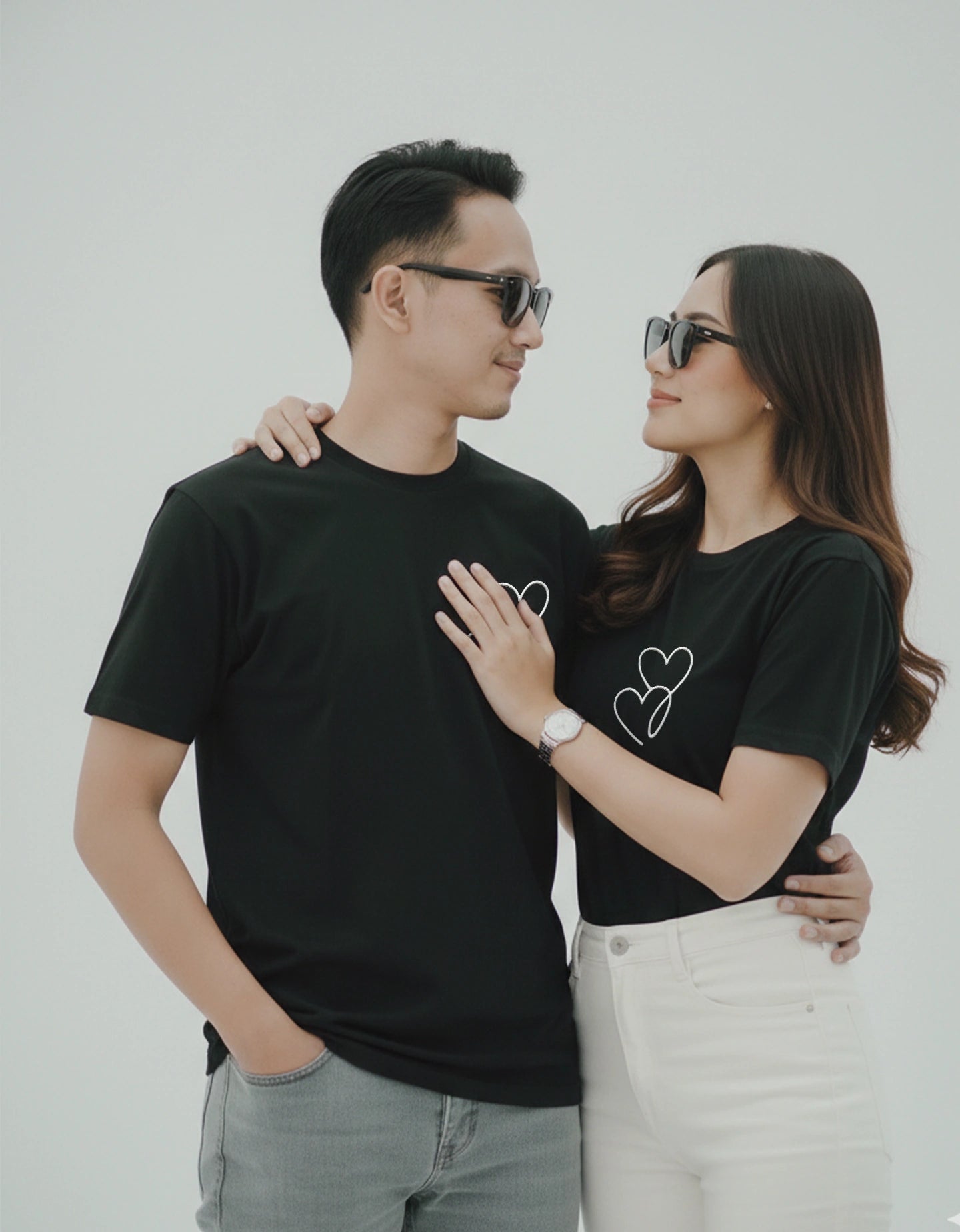 minimalist couple t shirts black matching outfits for couples aesthetic casual wear India Kapda Kulture