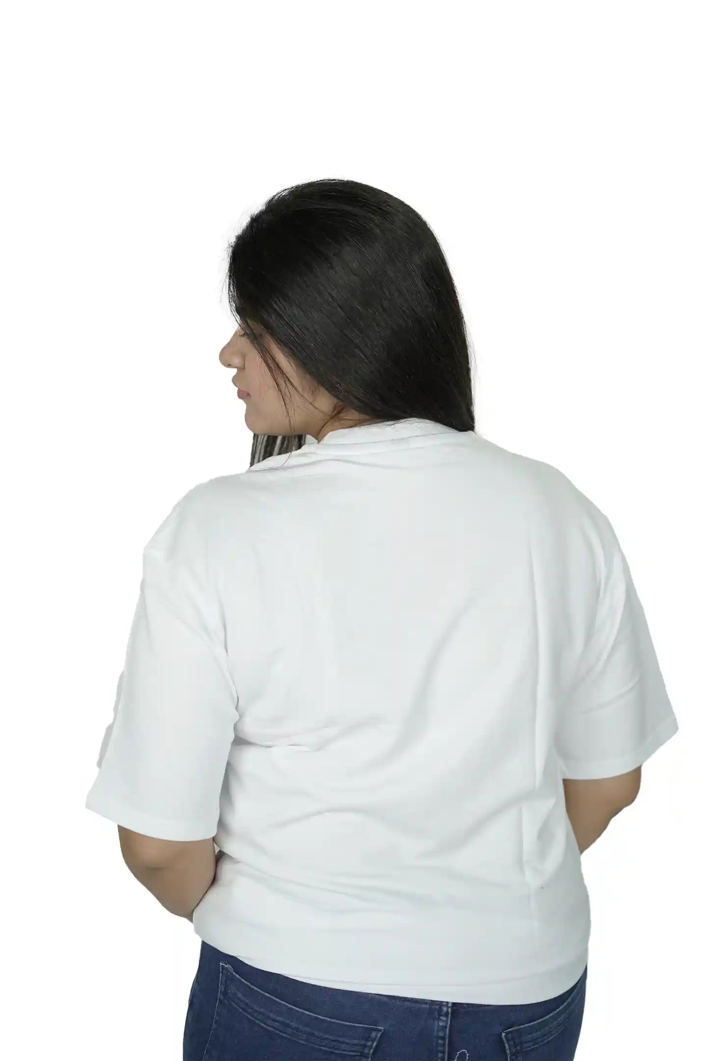 kapda kulture white plain oversized t shirt for women back view