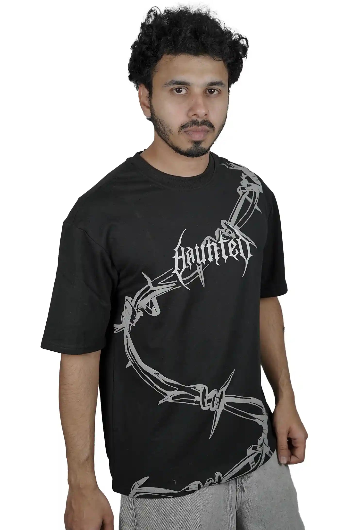 Kapda Kulture black oversized t shirt puff print gothic graphic front design streetwear