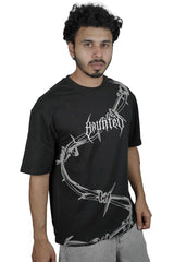 Kapda Kulture black oversized t shirt puff print gothic graphic front design streetwear