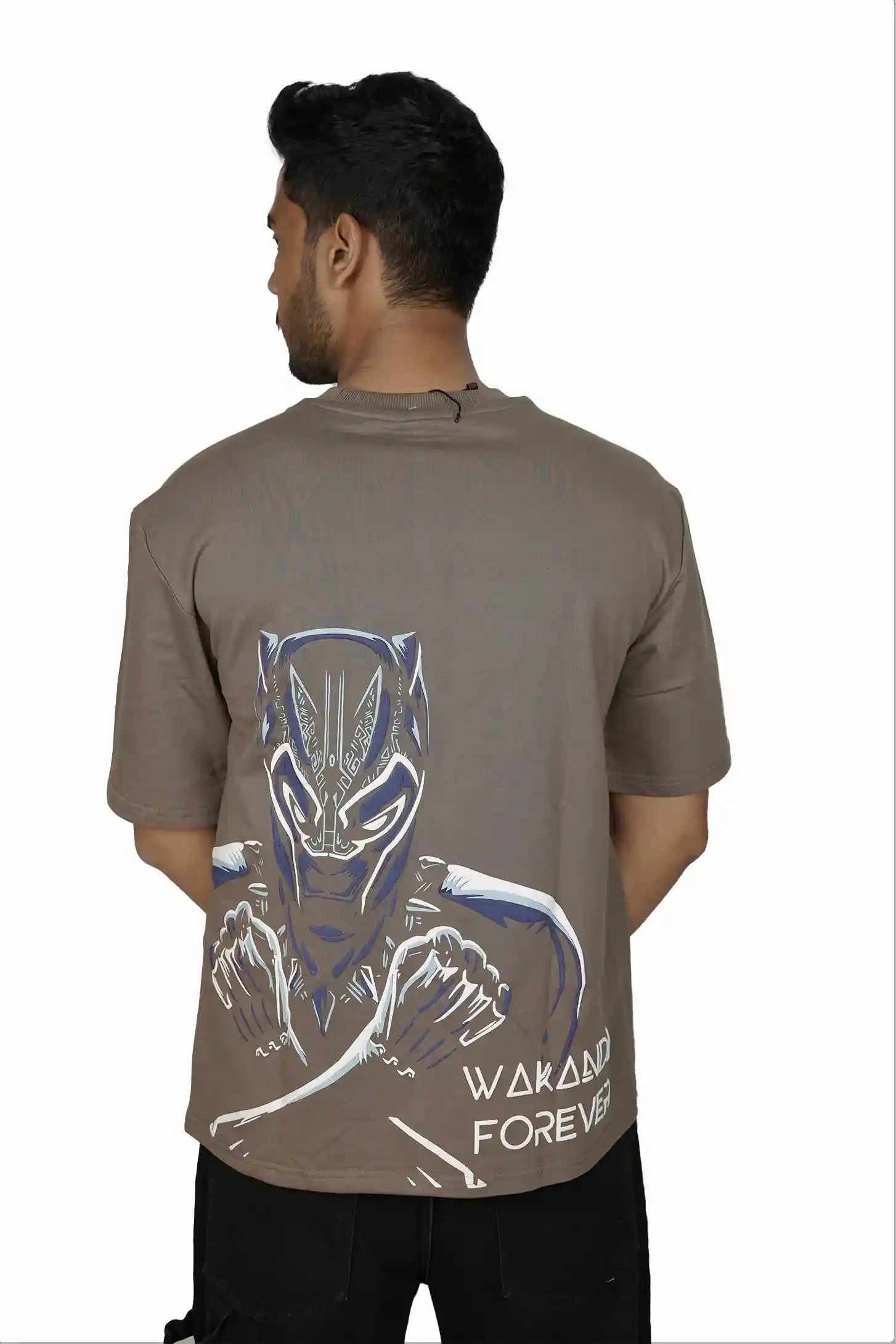 Kapda Kulture grey puff print oversized t shirt for men casual streetwear  back styling look