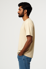 Cream Men Plain T-Shirt
