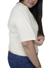 kapda kulture cream plain oversized t shirt for women side view