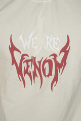 Kapda Kulture white puff print t shirt we are venom graphic close up design