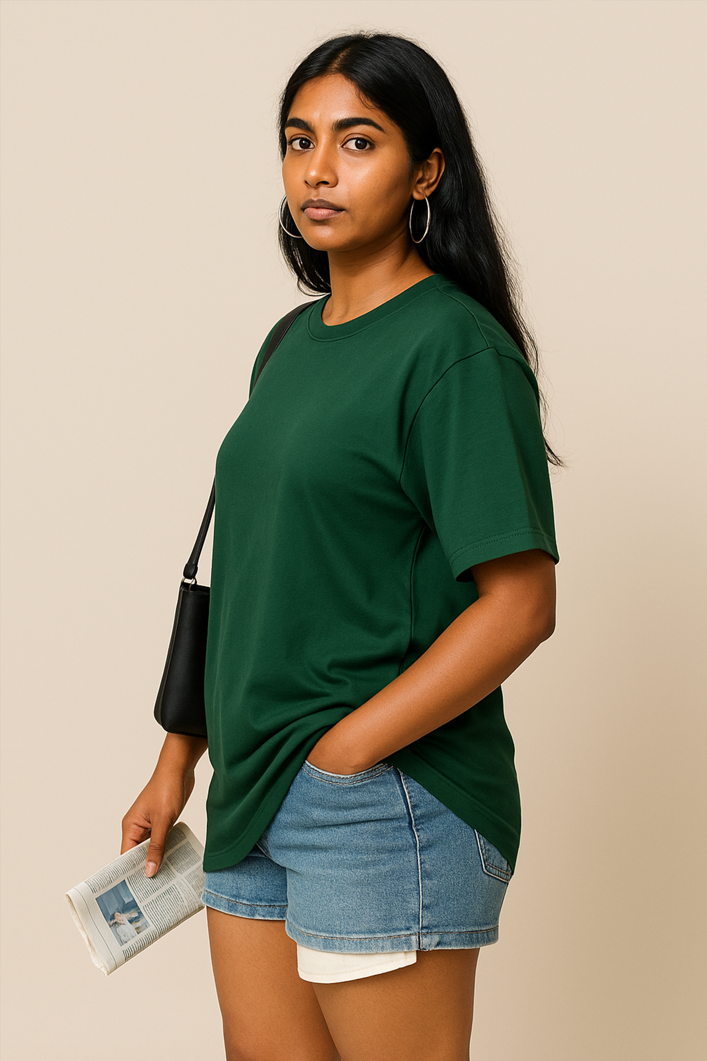 Olive Green Women Plain T-Shirt