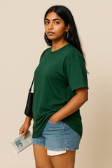 Olive Green Women Plain T-Shirt