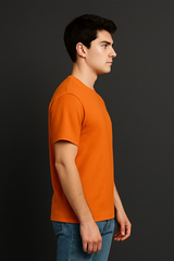 Orange Men Plain T-Shirt