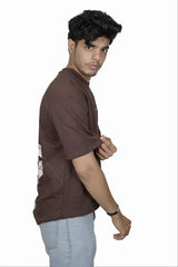 Kapda Kulture brown oversized t shirt puff print streetwear side profile styling