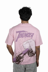 Kapda Kulture pink puff print oversized t shirt for men India graphic back design