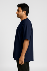 Navy Blue Men Plain T-Shirt