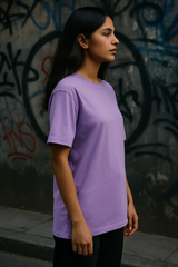 Lavender Women Plain T-Shirt