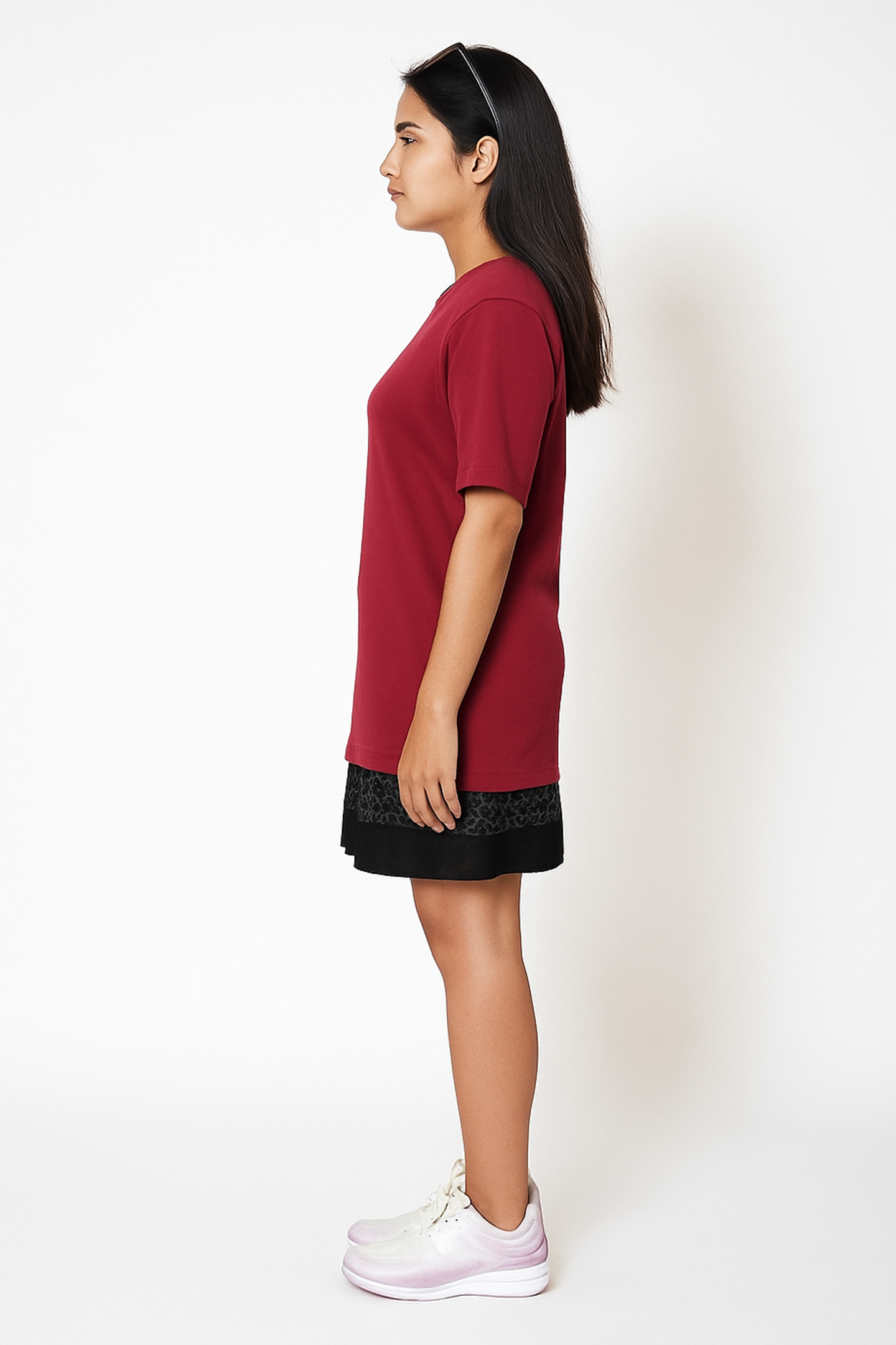 Maroon Women Plain T-Shirt