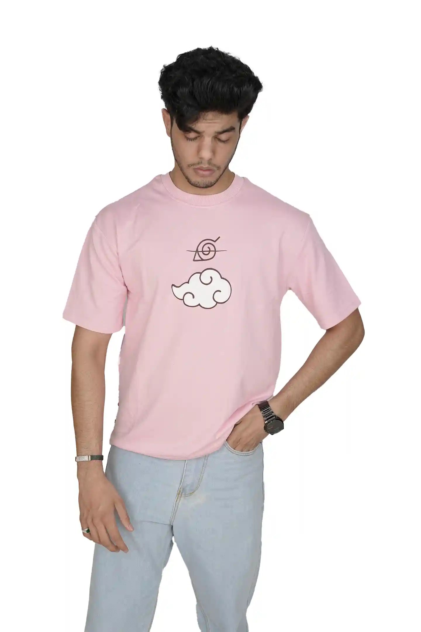 Kapda Kulture pink oversized t shirt puff print anime streetwear front styling