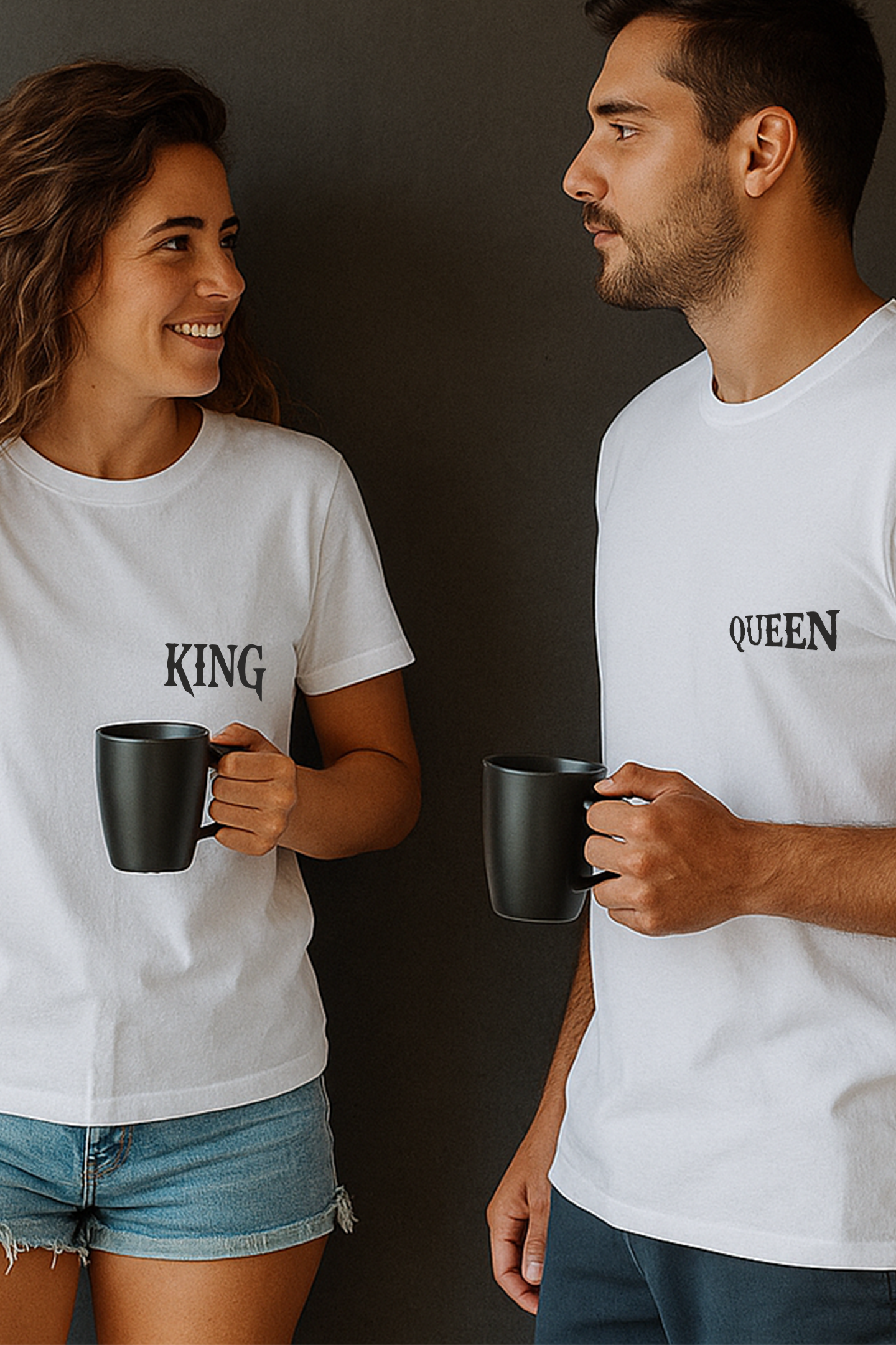 couple wearing kapda kulture oversized t shirts matching outfit men women india