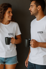 couple wearing kapda kulture oversized t shirts matching outfit men women india