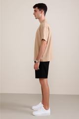 Beige Men Plain T-Shirt