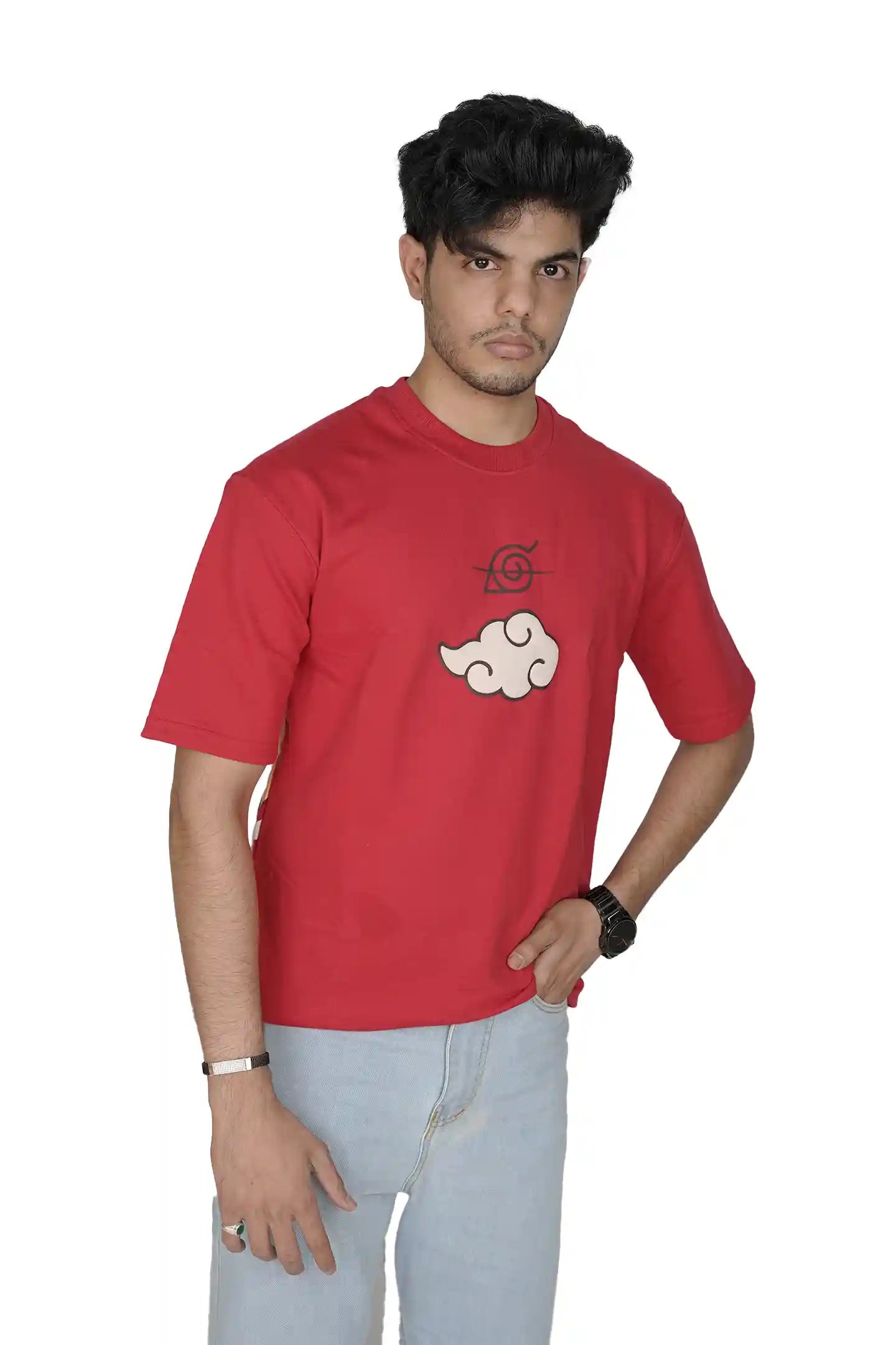 Kapda Kulture red oversized t shirt puff print anime graphic front styling streetwear