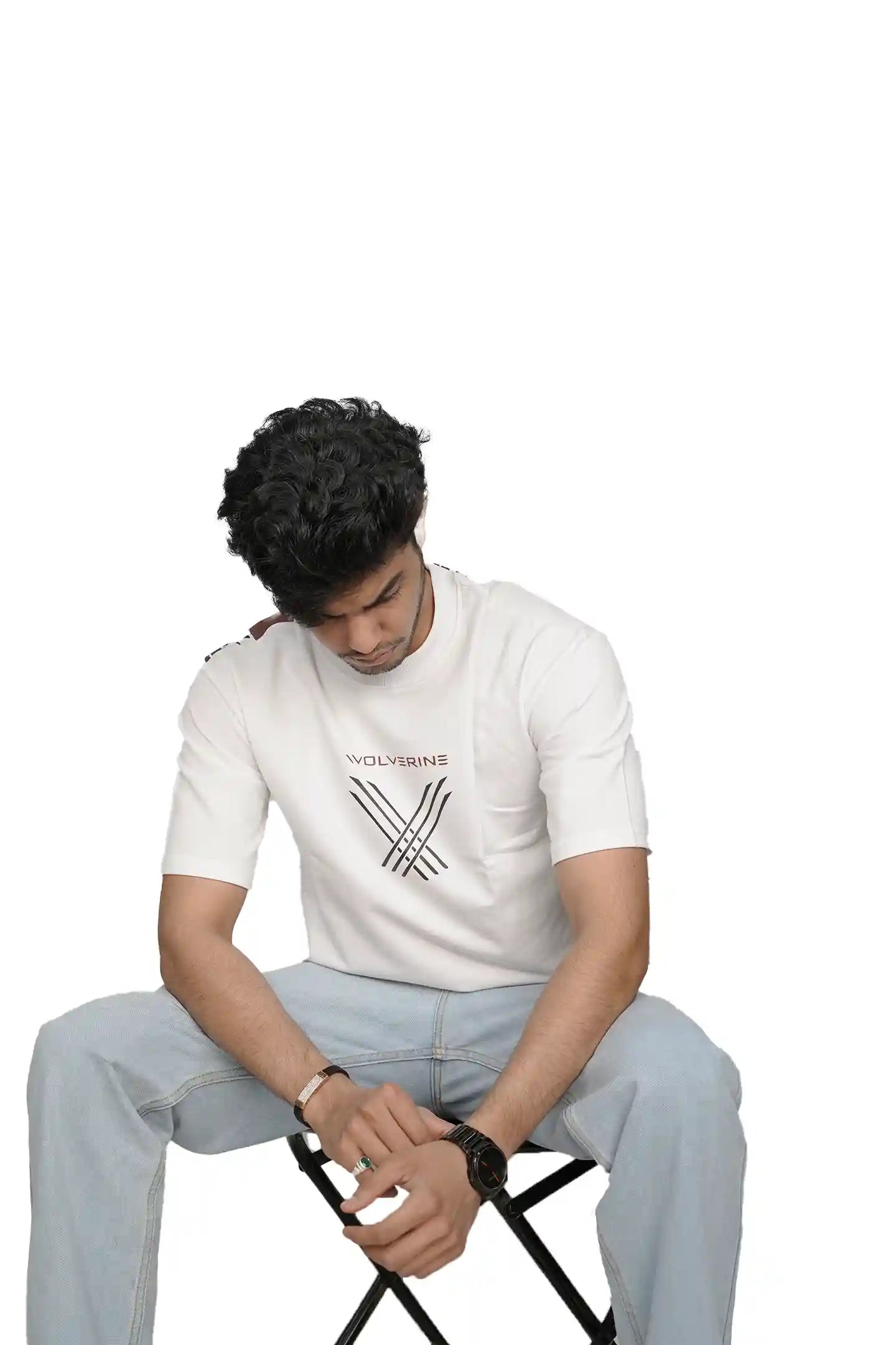 Kapda Kulture white puff print oversized t shirt casual streetwear styling look