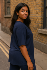 Navy Blue Women Plain T-Shirt
