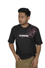 Kapda Kulture black oversized t shirt puff print streetwear front styling look