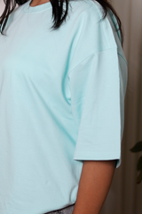 Blue Women Plain T-Shirt