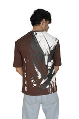 Kapda Kulture brown puff print oversized t shirt for men India wolverine inspired claw graphic back view