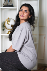 Light Grey Women Plain T-Shirt