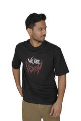 Kapda Kulture black puff print oversized t shirt casual streetwear front view model pose