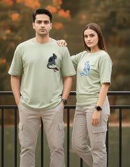 coordinated couple outfits green t shirts matching set for men and women India Kapda Kulture