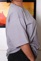 Light Grey Women Plain T-Shirt