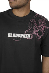 Kapda Kulture black puff print oversized t shirt bloodrush logo front styling streetwear