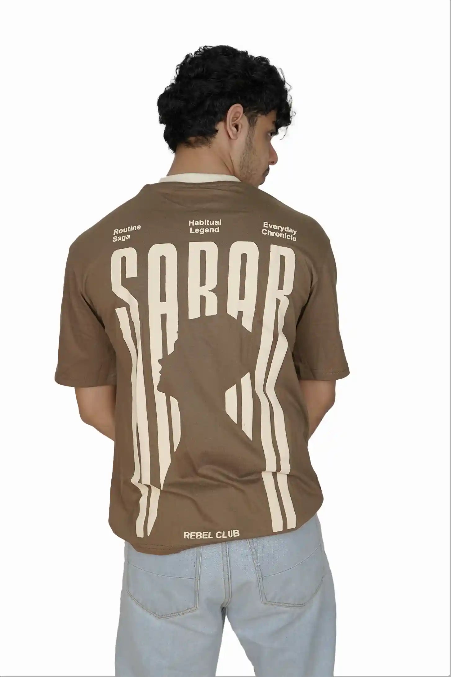 Kapda Kulture brown oversized t shirt puff print typography back print streetwear styling