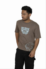 Kapda Kulture grey puff print oversized t shirt for men India panther graphic front view
