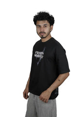 Kapda Kulture black puff print oversized t shirt for men casual streetwear front view