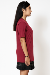 Maroon Women Plain T-Shirt