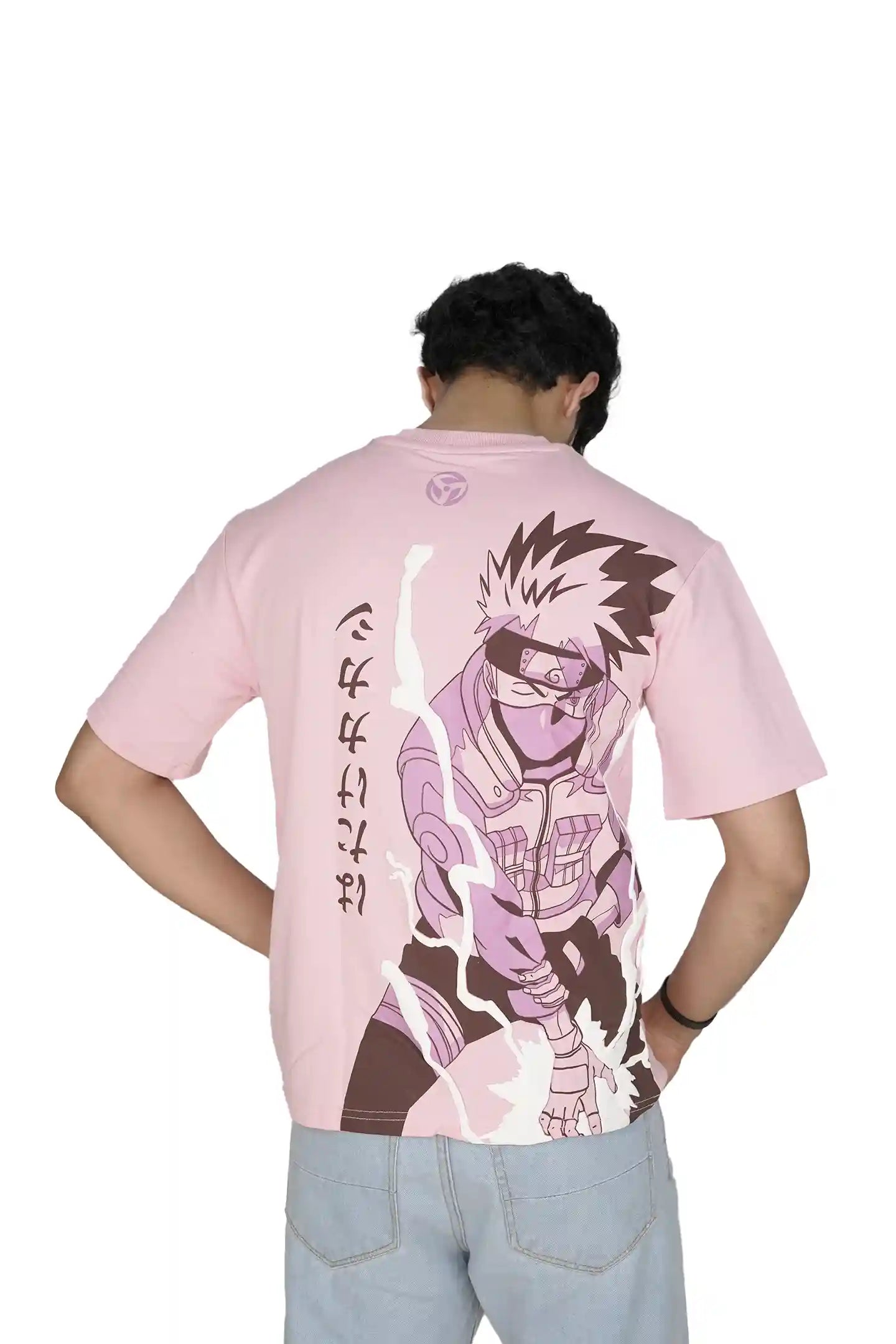 Kapda Kulture pink puff print oversized t shirt for men India anime graphic back design
